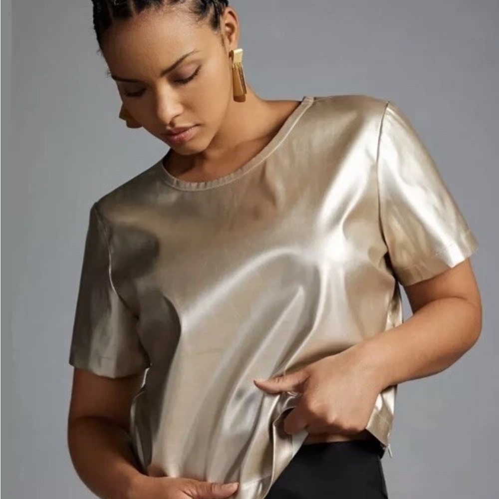 Metallic Gold Anthropologie Top